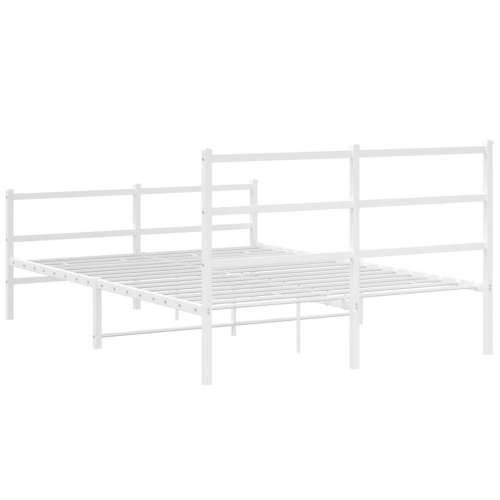 Metalni okvir kreveta uzglavlje i podnožje bijeli 135 x 190 cm - Bijela 135 x 190 cm s uzglavljem i podnožjem Cijena