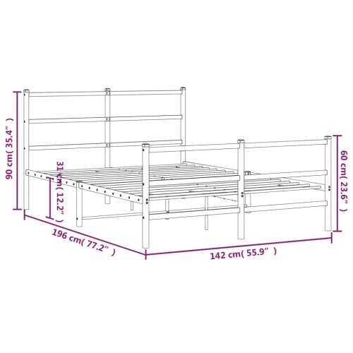 Metalni okvir kreveta uzglavlje i podnožje bijeli 135 x 190 cm - Bijela 135 x 190 cm s uzglavljem i podnožjem Cijena