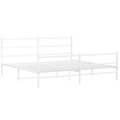 Metalni okvir kreveta uzglavlje i podnožje bijeli 193 x 203 cm - Bijela 193 x 203 cm s uzglavljem i podnožjem Cijena