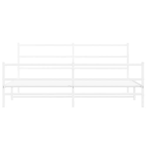 Metalni okvir kreveta uzglavlje i podnožje bijeli 193 x 203 cm - Bijela 193 x 203 cm s uzglavljem i podnožjem Cijena