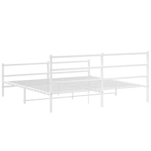 Metalni okvir kreveta uzglavlje i podnožje bijeli 193 x 203 cm - Bijela 193 x 203 cm s uzglavljem i podnožjem Cijena