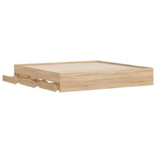 Okvir za krevet s ladicama boja hrasta 200x200 cm drveni - sonoma hrast 200 x 200 cm Cijena