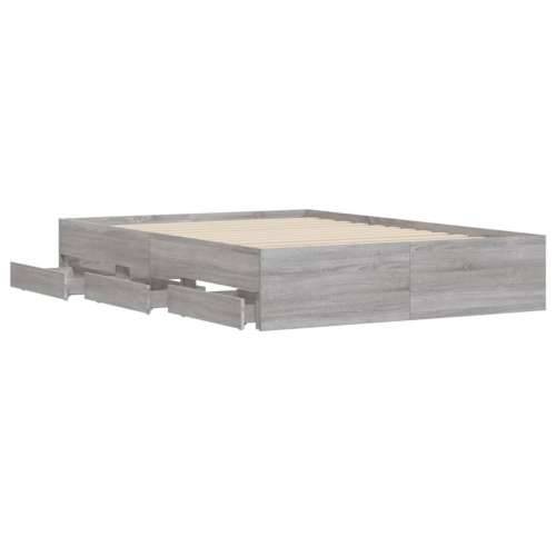 Okvir za krevet s ladicama boja hrasta 120x200 cm drveni - Sivi hrast sonoma 120 x 200 cm Cijena