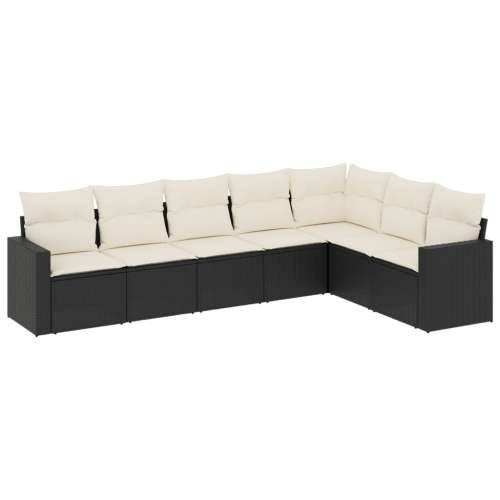 Vrtna garnitura - 7-dijelni set vrtnih sofa od poliratana s jastucima crni - Crna i krem Bez stola 1 Cijena