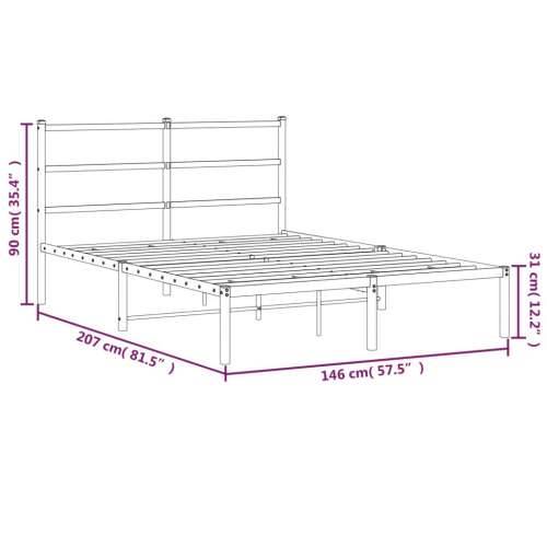 Metalni okvir za krevet s uzglavljem crni 140x200 cm - Crna 140 x 200 cm s uzglavljem Cijena