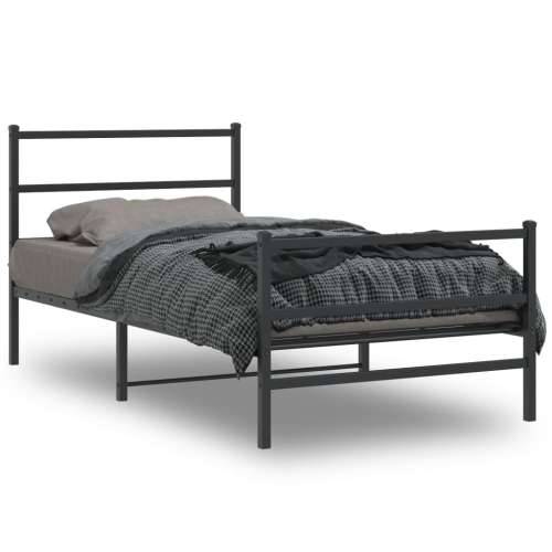 Metalni okvir kreveta s uzglavljem i podnožjem crni 107x203 cm - Crna 107 x 203 cm s uzglavljem i podnožjem Cijena