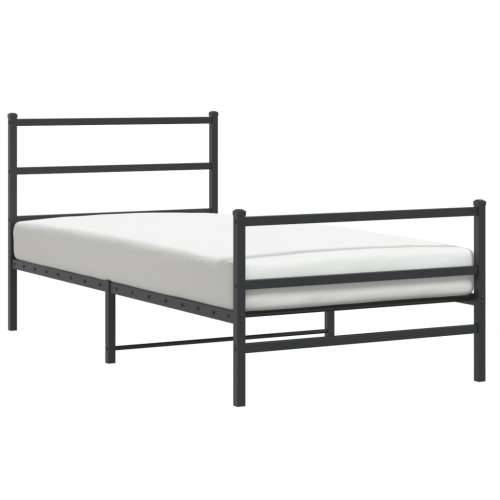 Metalni okvir kreveta s uzglavljem i podnožjem crni 107x203 cm - Crna 107 x 203 cm s uzglavljem i podnožjem Cijena