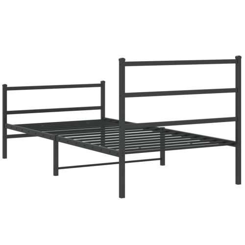 Metalni okvir kreveta s uzglavljem i podnožjem crni 107x203 cm - Crna 107 x 203 cm s uzglavljem i podnožjem Cijena