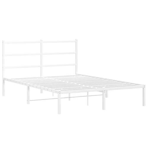 Metalni okvir za krevet s uzglavljem bijeli 140 x 200 cm - Bijela 140 x 200 cm s uzglavljem Cijena