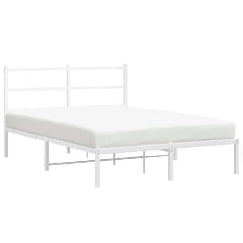 Metalni okvir za krevet s uzglavljem bijeli 140 x 200 cm - Bijela 140 x 200 cm s uzglavljem Cijena