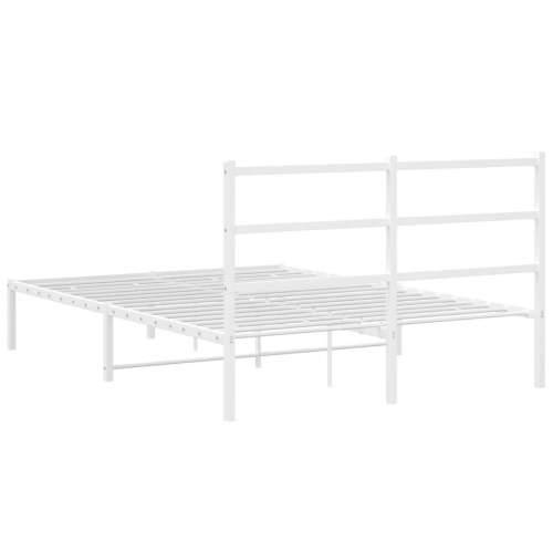 Metalni okvir za krevet s uzglavljem bijeli 140 x 200 cm - Bijela 140 x 200 cm s uzglavljem Cijena
