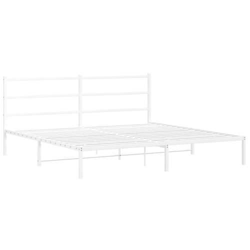 Metalni okvir za krevet s uzglavljem bijeli 193x203 cm - Bijela 193 x 203 cm s uzglavljem Cijena