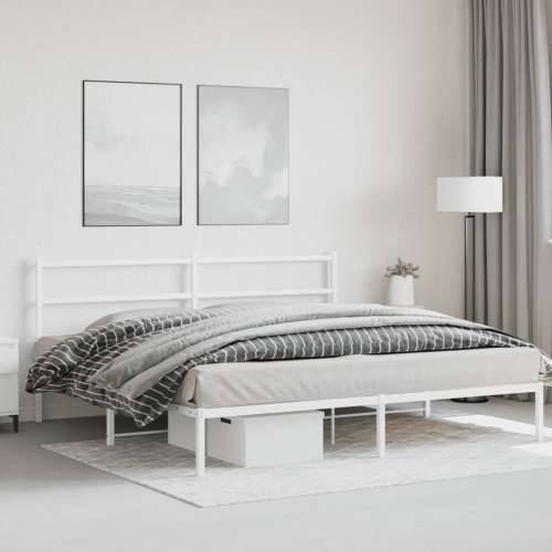 Metalni okvir za krevet s uzglavljem bijeli 193x203 cm - Bijela 193 x 203 cm s uzglavljem Cijena