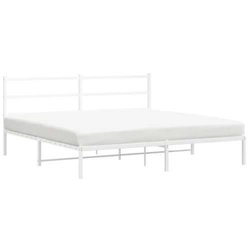 Metalni okvir za krevet s uzglavljem bijeli 193x203 cm - Bijela 193 x 203 cm s uzglavljem Cijena