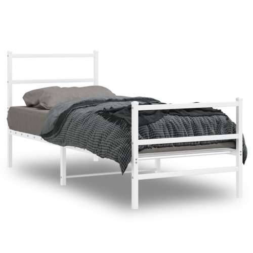 Metalni okvir kreveta s uzglavljem i podnožjem bijeli 75x190 cm - Bijela 75 x 190 cm s uzglavljem i podnožjem Cijena