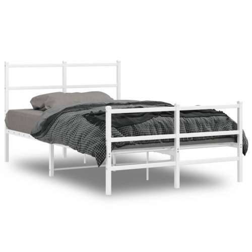 Metalni okvir kreveta uzglavlje i podnožje bijeli 120x190 cm - Bijela 120 x 190 cm s uzglavljem i podnožjem Cijena