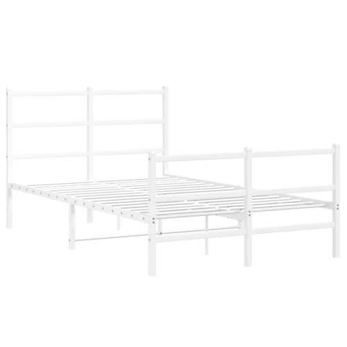 Metalni okvir kreveta uzglavlje i podnožje bijeli 120x190 cm - Bijela 120 x 190 cm s uzglavljem i podnožjem Cijena