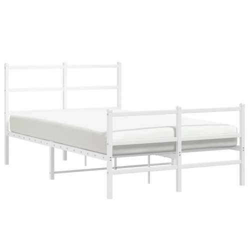 Metalni okvir kreveta uzglavlje i podnožje bijeli 120x190 cm - Bijela 120 x 190 cm s uzglavljem i podnožjem Cijena
