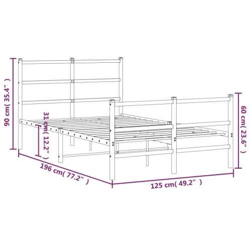 Metalni okvir kreveta uzglavlje i podnožje bijeli 120x190 cm - Bijela 120 x 190 cm s uzglavljem i podnožjem Cijena