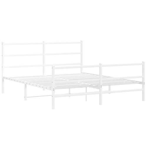 Metalni okvir kreveta uzglavlje i podnožje bijeli 150 x 200 cm Bijela 150 x 200 cm s uzglavljem i podnožjem Cijena