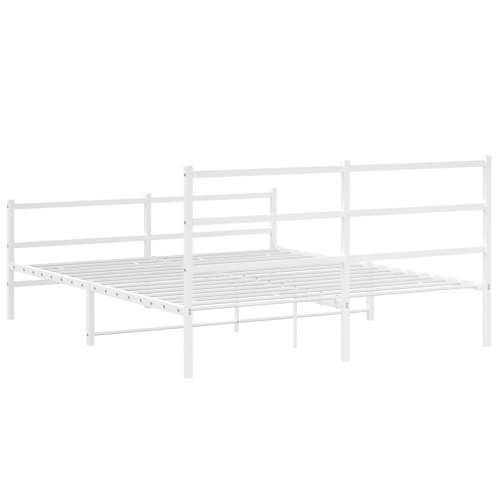 Metalni okvir kreveta uzglavlje i podnožje bijeli 150 x 200 cm Bijela 150 x 200 cm s uzglavljem i podnožjem Cijena