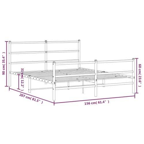 Metalni okvir kreveta uzglavlje i podnožje bijeli 150 x 200 cm Bijela 150 x 200 cm s uzglavljem i podnožjem Cijena