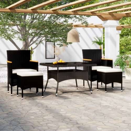 Vrtna garnitura - 5-dijelni vrtni blagovaonski set od poliratana i stakla crni - Crna 120 x 120 x 75 cm 5 Cijena