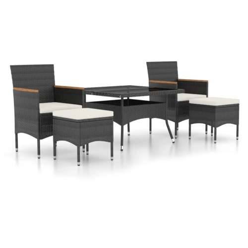 Vrtna garnitura - 5-dijelni vrtni blagovaonski set od poliratana i stakla crni - Crna 120 x 120 x 75 cm 5 Cijena