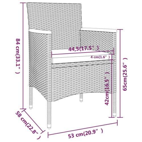 Vrtna garnitura - 5-dijelni vrtni blagovaonski set od poliratana i stakla crni - Crna 120 x 120 x 75 cm 5 Cijena