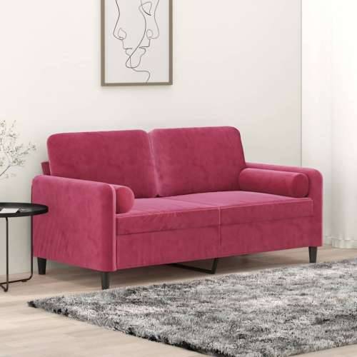 Dvosjed s ukrasnim jastucima boja vina 140 cm baršunasti - boja crnog vina 140 cm Cijena