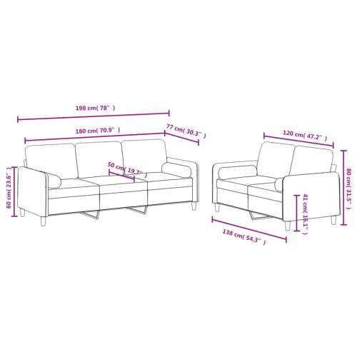 2-dijelni set sofa s jastucima ružičasti baršunasti - Ružičasta s jastučićima Cijena