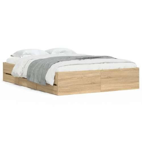 Okvir za krevet s ladicama boja hrasta 120x200 cm drveni - sonoma hrast 120 x 200 cm Cijena