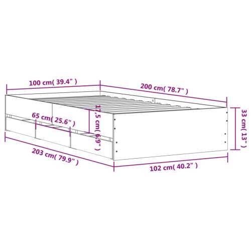 Okvir za krevet s uzglavljem boja hrasta 100x200 cm drveni - sonoma hrast 100 x 200 cm Cijena