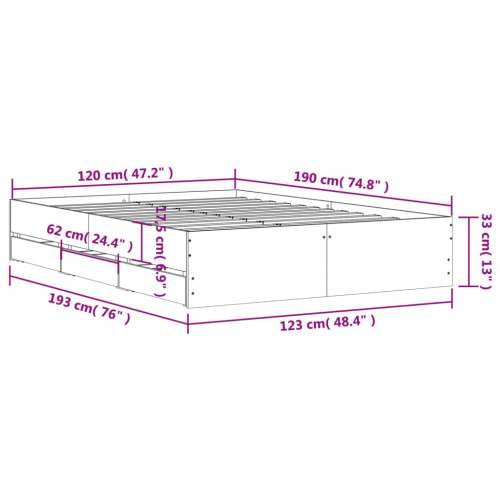 Okvir kreveta s ladicama siva boja betona 120x190 cm drveni - Beton siva 120 x 190 cm Cijena