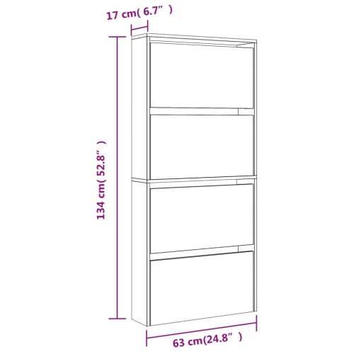 Ormarić za cipele s ogledalom i 4 razina bijeli 63x17x134 cm - Visoko sjajno bijela 1 Cijena