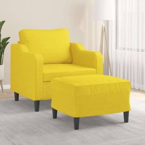 Fotelja s tabureom svjetložuta 60 cm od tkanine - Svjetložuta Cijena