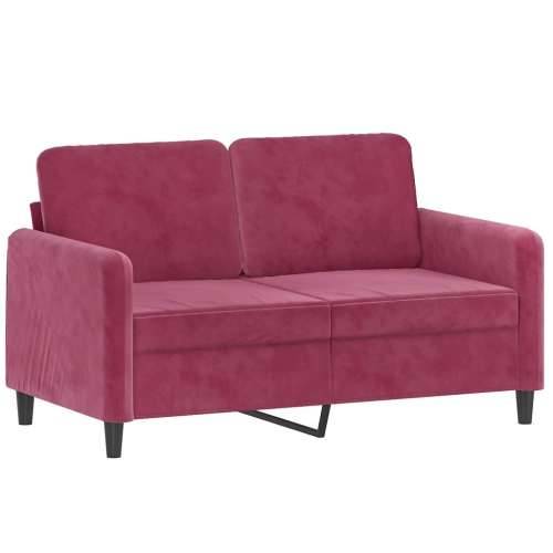 2-dijelni set sofa s jastucima crvena boja vina baršunasti - boja crnog vina s jastučićima Cijena