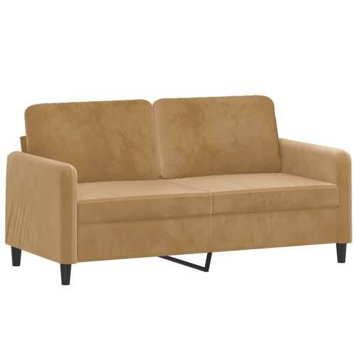 2-dijelni set sofa s jastucima smeđi baršunasti - Smeđa s jastučićima Cijena