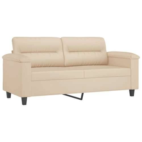 2-dijelni set sofa s jastucima krem od mikrovlakana - Krema Bez oslonca za noge Cijena