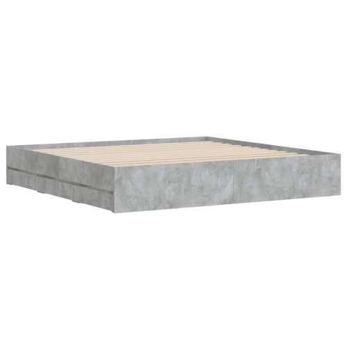 Okvir kreveta s ladicama siva boja betona 200x200 cm drveni - Beton siva 200 x 200 cm Cijena