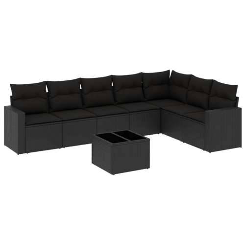 Vrtna garnitura - 8-dijelni set vrtnih sofa od poliratana s jastucima crni - Crna Sa stolom 1 Cijena