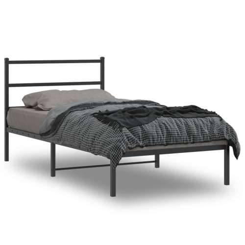 Metalni okvir za krevet s uzglavljem crni 100x190 cm - Crna 100 x 190 cm s uzglavljem Cijena