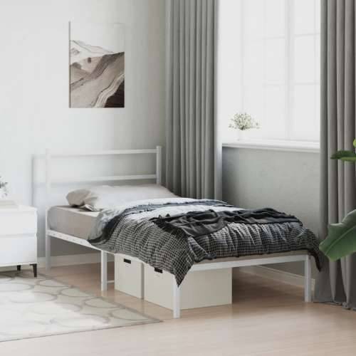 Metalni okvir za krevet s uzglavljem bijeli 100x200 cm - Bijela 100 x 200 cm s uzglavljem Cijena