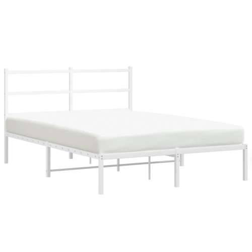 Metalni okvir za krevet s uzglavljem bijeli 140 x 190 cm - Bijela 140 x 190 cm s uzglavljem Cijena