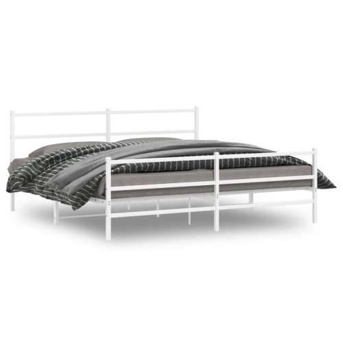 Metalni okvir kreveta uzglavlje i podnožje bijeli 183x213 cm - Bijela 183 x 213 cm s uzglavljem i podnožjem Cijena