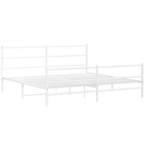 Metalni okvir kreveta uzglavlje i podnožje bijeli 183x213 cm - Bijela 183 x 213 cm s uzglavljem i podnožjem Cijena