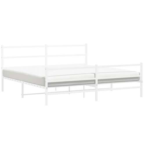 Metalni okvir kreveta uzglavlje i podnožje bijeli 183x213 cm - Bijela 183 x 213 cm s uzglavljem i podnožjem Cijena