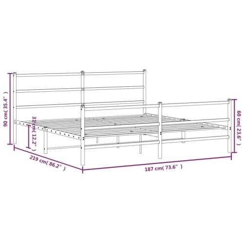 Metalni okvir kreveta uzglavlje i podnožje bijeli 183x213 cm - Bijela 183 x 213 cm s uzglavljem i podnožjem Cijena