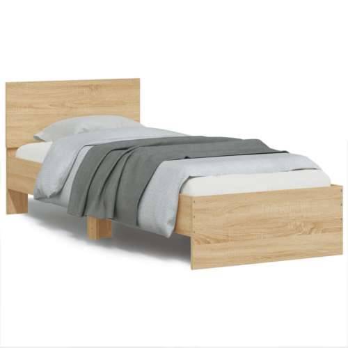 Okvir za krevet s uzglavljem i LED svjetlima boja hrasta sonome - sonoma hrast 90 x 200 cm Cijena