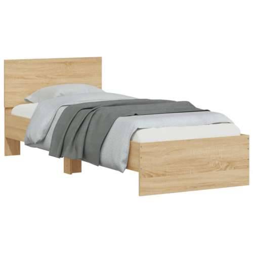 Okvir za krevet s uzglavljem i LED svjetlima boja hrasta sonome - sonoma hrast 90 x 200 cm Cijena